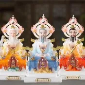 三清道祖爺神像太上老君祖師合成漢白玉家用擺件靈寶道德元始天尊
