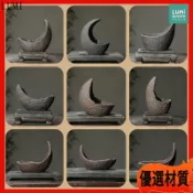 紫砂花盆 月亮盆 粗陶盆 多肉花盆 陶瓷盆器 異形盆 手工 懸崖盆 盆景 桌面擺件 造景 裝飾 花器 盆栽容器 園藝用品