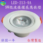 LED-213-9A  9W搖擺微波感應嵌燈(嵌孔9cm-台灣製)【可調距離,時間】