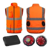 Safetylite 12V智能空調風扇衣/尺寸XL 反光背心/空調服（3M反光條/20000mAh行動電源/螢光橘）