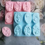 台灣出貨 現貨 歐思麥烘焙 矽膠6連橢圓蜜蜂肥皂 雪糕果凍布丁肥皂蛋糕模具 烘焙工具（JG）