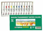 筆殿 日本SASURA櫻花透明水彩12色/盒*12L