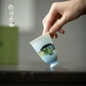 全球選品1館 生活百貨 念瑤 純手工薄胎主人杯釉上彩手繪金魚茶杯家用日式品茗杯聞香杯