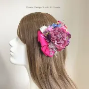 Pinkoi 代購 - 成人式畢業袴發表會適用♡粉色大理菊與銀蓮花緞帶髮夾 舞妓髮飾 發表會 成人式 和服髮飾 和風