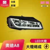 和購大賣場 【流水轉向升級】奧迪A8大燈 車燈總成 LED大燈 改裝大燈 日行燈 專車專用 雙光透鏡 適用於2011-2017款 原裝位安裝