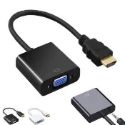 【Arum】HDMI轉VGA影音轉接線 HDMI to VGA(公轉母電腦轉電視轉接器 黑/白兩色 音源版)