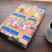 【貓咪迴轉壽司-粉】書衣 可調式布書衣 手工書衣 A4 A5 A6 B6 20