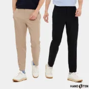 【Hang Ten】男裝-SLIM FIT鬆緊腰頭經編布休閒長褲(多色選)