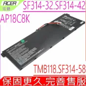 電池動力 ACER AP18C8K 電池(原裝) 宏碁 Swift 3 SF314-32 SF314-42 SF314-57 SF314-57G SF314-58G SF314-58 TravelMate B1 B118 TMB118M Chromebook 314 C933 P215-53G P414-51 N20H1