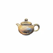 Chengyuan****台灣製造 鶯歌製 自然落灰 柴燒壺 手工壺 圓珠壺 台灣壺 金銀彩柴燒壺 陳榮 手拉坏茶壺