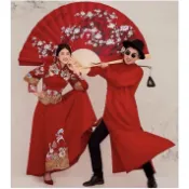 大紅扇子 超大扇子 結婚迎娶丟扇 古裝拍攝道具 舞台表演 現貨