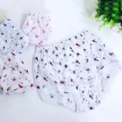 (店+)【emon】日鶴牌 MIT台灣製 100%純棉竹紗 小碎花 女三角褲(白)
