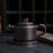 紫砂茶壺 刻字 家用 泡茶壺 球孔 過濾 功夫茶具 半手工 大號 茶海 茶道 宜興工藝