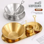 🌺可開發票🌺網紅雪花綿綿沙冰甜品碗韓式冰碗火鍋店商用創意不銹鋼 ins刨冰碗 冰淇淋碗 刨冰杯 雪花冰杯 冰淇淋碗