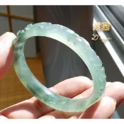 ＊頂園翡翠＊《老坑泛光冰種飄蘭花「福再眼前」緬甸玉手鐲》 保證A貨