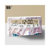 (店+)咒術回戰五條悟電子鬧鐘透明夜光學生天氣牀頭時鐘宿舍智能溫溼度