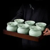 全球選品1館 生活百貨 瓦罐煨湯罈子家用煲湯燕窩商用小燉罐老式陶瓷一人份隔水燉盅蒸盅