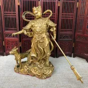 協貿國際日用品生活9館 開光純銅二郎神擺件灌口楊戩銅像二郎真君金華太子神像風水工藝品