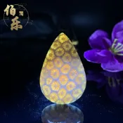 伯乐珊瑚玉coral jade印尼珊瑚玉直播間菊花石彩色無事方牌水滴吊墜男女款