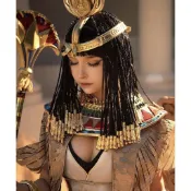 🔥桃園出貨🔥琦郡COS舞會裝扮埃及豔后黑色齊劉海假髮動漫夜店髒辮萬聖節髮飾