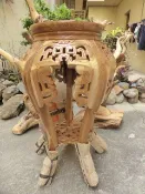 100%全實木柚木茶几一抽屜*柚木鏤雕圓形花架~ 方形花架花台~價各不同,敬請事先詢問