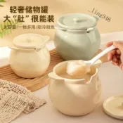 💯台灣出貨#陶瓷豬油罐傢用耐高溫帶蓋裝葷油的容器廚房調味罐子辣椒油專用罐