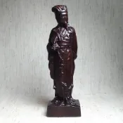 石頭沉木雕擺件-孔明