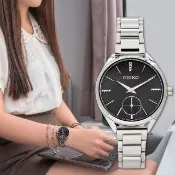 【SEIKO 精工】經典小秒針時尚腕錶-34mm/黑 情人節 送禮(6G28-00Y0D/SRKZ51P1)
