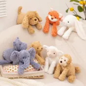優趣甄選☆卡通動物絨毛玩具布娃娃狐狸睡覺抱枕兔子公仔大象兒童安撫玩偶趴趴狗家居擺件小羊生日交換禮物☆批價250元