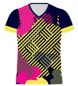 Be Light 【逐光】Belight 專屬設計_V領 T-Shirt_女_B010繽紛迷彩幾何 短袖 訓練 戶外 休閒運動 排汗_POLO衫 T恤 背心 挖背背心 斜肩運動衣 三鐵衣