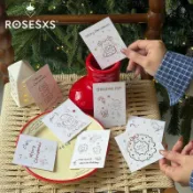 【台中發貨】聖誕原創手繪賀卡 鮮花束花藝裝飾卡片 手工 DIY 資材 聖誕禮物留言卡 花店花束搭配小卡