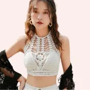 【TING BRA 婷姐內衣】女泳裝 罩衫 針織削肩綁帶上身泳衣罩衫(白色 均碼M/L適穿)
