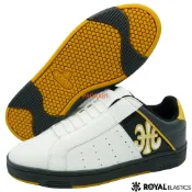 鞋大王ROYAL 001952-039 白X黑X黃 I CON 經典款鞋底無鞋帶休閒鞋【止滑、好穿】408R 加贈襪子