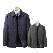 (店+)【Billgo】*現貨*菱格衍縫雙層鋪棉羽絨外套-2款2色 秋冬男外套商務休閒禦寒防風XL-8XL加大碼、軍風