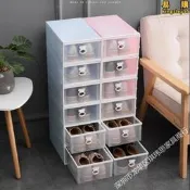 鞋盒 抽拉式3-12個裝抽屜式塑料透明收納盒鞋子收納家用簡易組裝