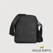 【BRAUN BUFFEL 德國小金牛】台灣總代理 亞酷 直式大斜背包-黑色/BF511-TW17-BK
