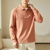 (店+)Polo衫男高爾夫球衫長袖上衣大尺碼男生翻領男装上衣polo衫t恤