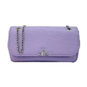 【Vivienne Westwood】春夏新款 荔紋皮革鏈帶側肩/斜背包(紫色)