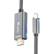 【Bill Case】高階4K 60Hz Type C 轉 HDMI 影音編織線200公分 鈦灰(支持iPhone15 16全新系列)