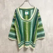 【DOKODEMO】古著 OLDNAVY Old Navy 長袖全印花針織毛衣，綠色，復古，S 碼