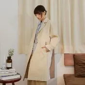 【gozo】異材質拼接條紋風衣外套(兩色)