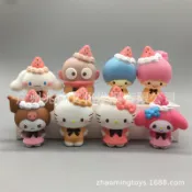 現貨 潮玩 草莓派對 KT 庫洛米 美樂蒂 生日蛋糕 烘焙裝飾 擺件 盒蛋