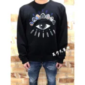 高雄凡賽斯歐洲精品 KENZO 經典刺繡眼睛LOGO 黑色 大學T 衛衣 長T