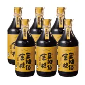 【豆油伯】金桂醬油(無添加糖)500ml/6入組_台灣原生種小黑豆釀造，無添加糖釀造