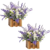 木籃中的人造薰衣草植物,人造向日葵迷你白色插花,用於家庭酒店辦公桌中心裝飾品和禮物