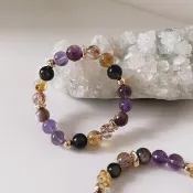 一抹光【應許之地】頂級紫水晶x紫鋰雲母x黃水晶  設計水晶手串