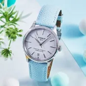 TISSOT天梭 官方授權 杜魯爾系列 典雅機械腕錶-湖水藍 錶 手錶 送禮 34mm/T1392071601100