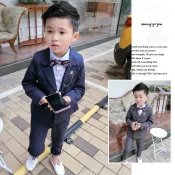 兒童春秋款小西裝男童西服三件套裝花童禮服小孩主持人鋼琴演出服