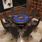 圓形德州撲克桌檯布桌布俱樂部棋牌室專用桌子德撲桌可定製燈桌（不含運9.15