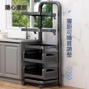 (店+)廚房置物架 可調節微波爐架 烤箱架 層架 不鏽鋼廚房層架 多功能落地式置物架 浴室置物架 隙縫收納架 電器櫃